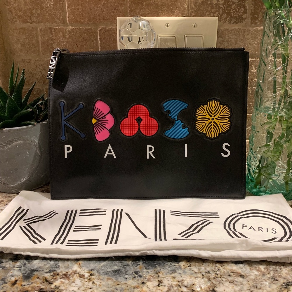 KENZO Paris zip leather clutch. Perfect Condition.